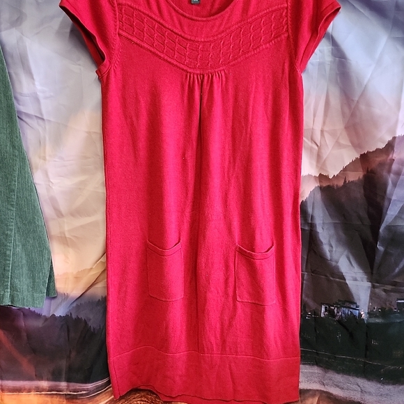 New Directions Red Textured Midi Dress - Picture 1 of 4